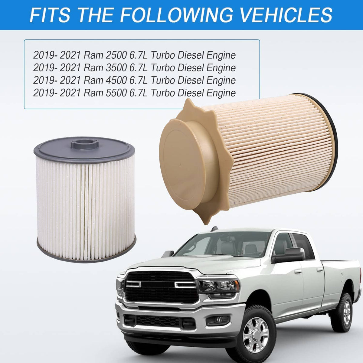 Solidspare For 2019-2022 Ram 2500 3500 4500 Mopar Diesel Fuel Filter 68436631AA 68157291AA