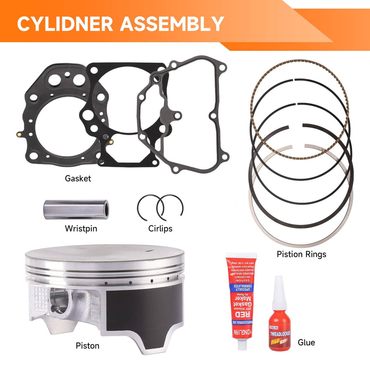 Solidspare 96mm Bore Cylinder Piston Gasket Top End Rebuild Kit For 2020-2024 Honda TRX520