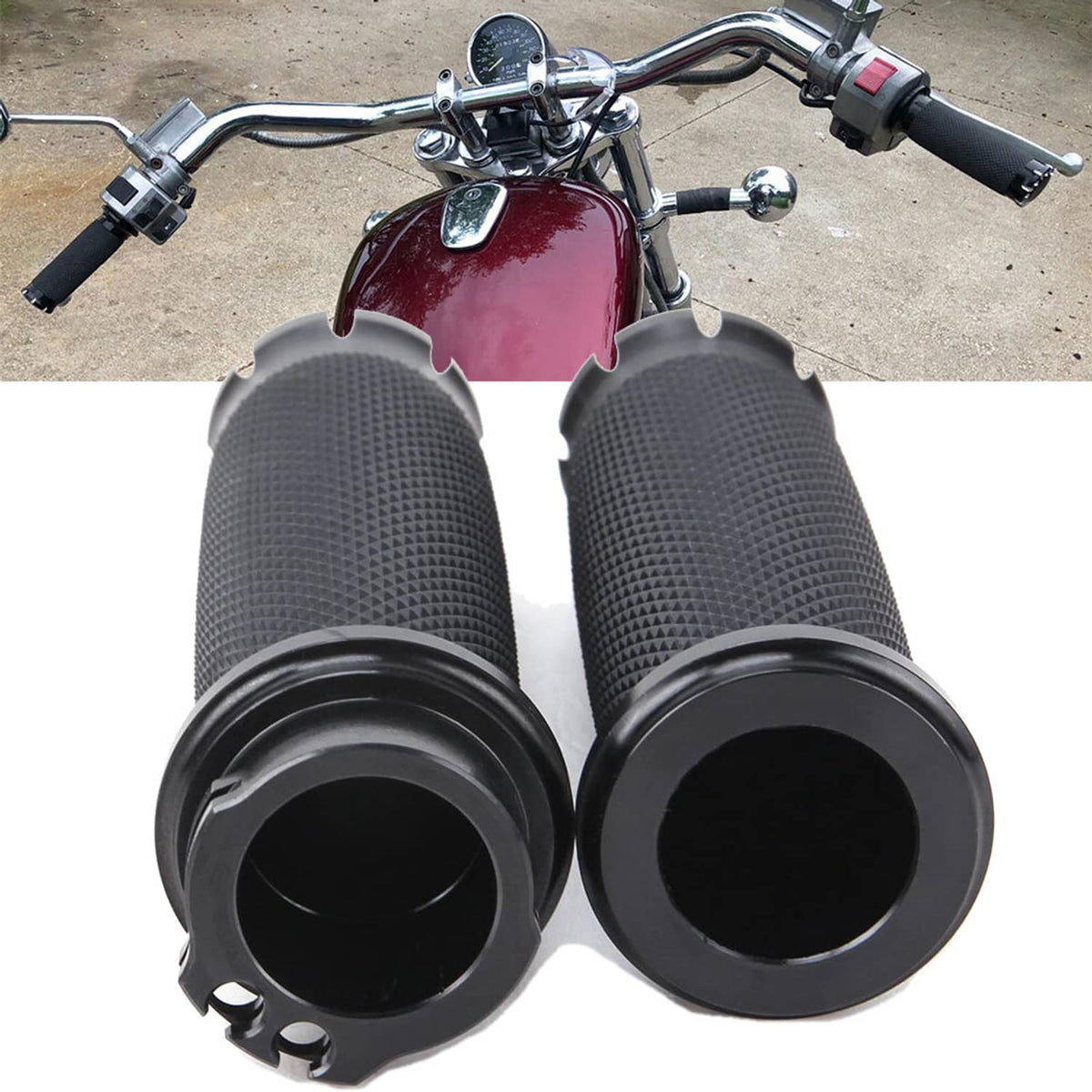 Solidspare Motorcycle Handlebar Hand Grips For Harley Softail Dyna Sportster Chopper Bobber