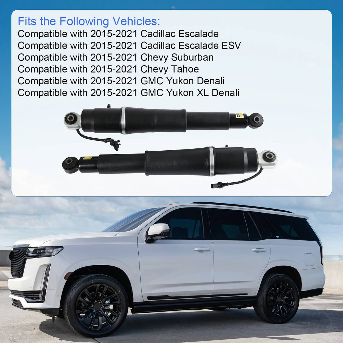 Solidspare Pair REAR Air Shock Absorbers for 2015-20 Escalade Suburban Tahoe Yukon 84176675