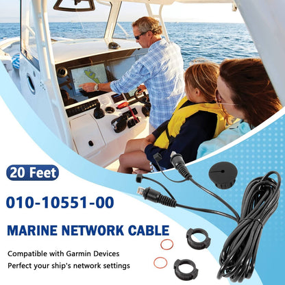 Solidspare 010-10551-00 Marine Network Cable 20 Feet with Split Connector & Waterproof Cap