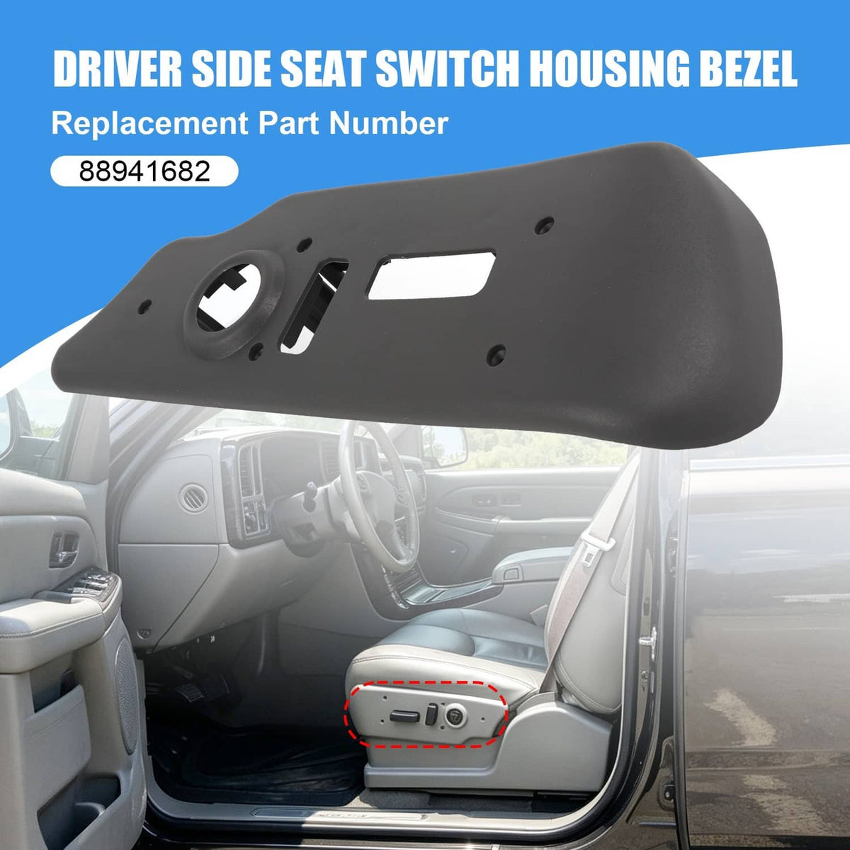 Solidspare Gray Driver Seat Control Switch Trim Cover 88941682 For Tahoe Suburban 2003-2006