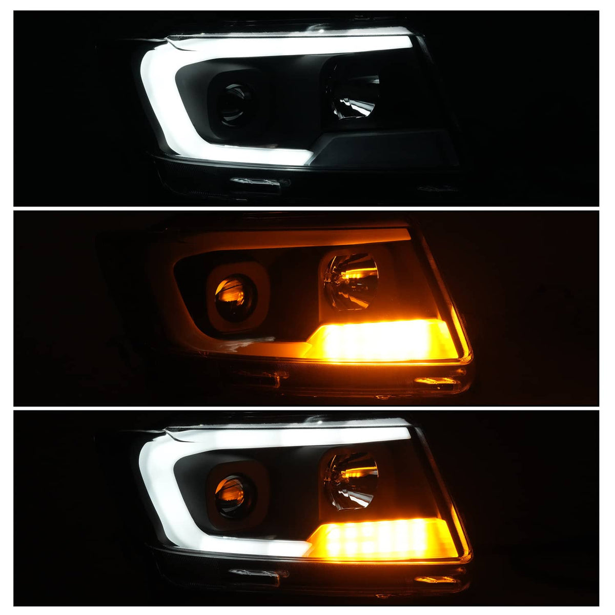 Solid Spare For Jeep Grand Cherokee 2011 2012 2013 LED DRL Projector Headlights Black Pair