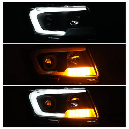 Solid Spare For Jeep Grand Cherokee 2011 2012 2013 LED DRL Projector Headlights Black Pair