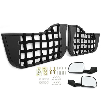 Solid Spare Black Tubular Trail Door With Side Mirror For 1976-1995 Jeep CJ7/YJ Wrangler 2DR