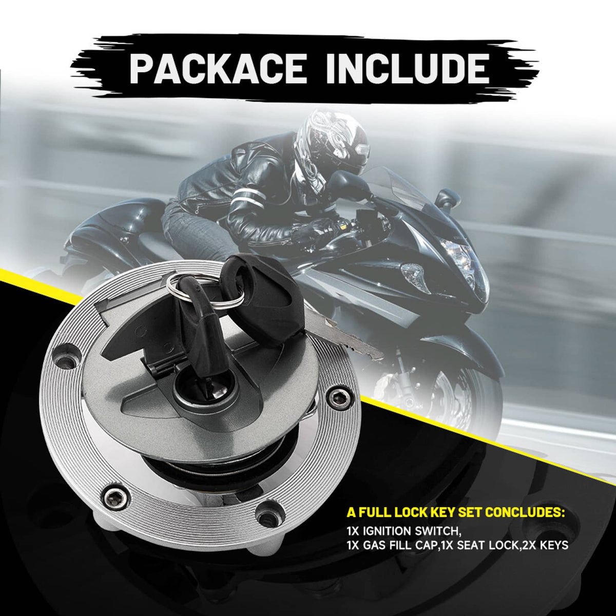 Solidspare Ignition Switch Fuel Gas Cap Seat Lock Key For Yamaha YZF R3 R25 14-18 R6 08-16