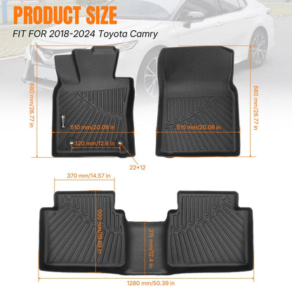 Solidspare Floor Mats Liner TPE All Weather Protection For 2018-2024 Toyota Camry Gas FWD