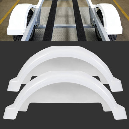 Solidspare Pair of White Single Axle Trailer Fenders for Boat 13" Wheels Tire Skirt