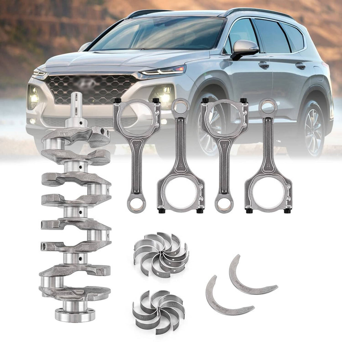 Solidspare Crank Shafts Connecting Rod Bearing Kit for Hyundai Santa Fe Sport 2.4L 2013-18