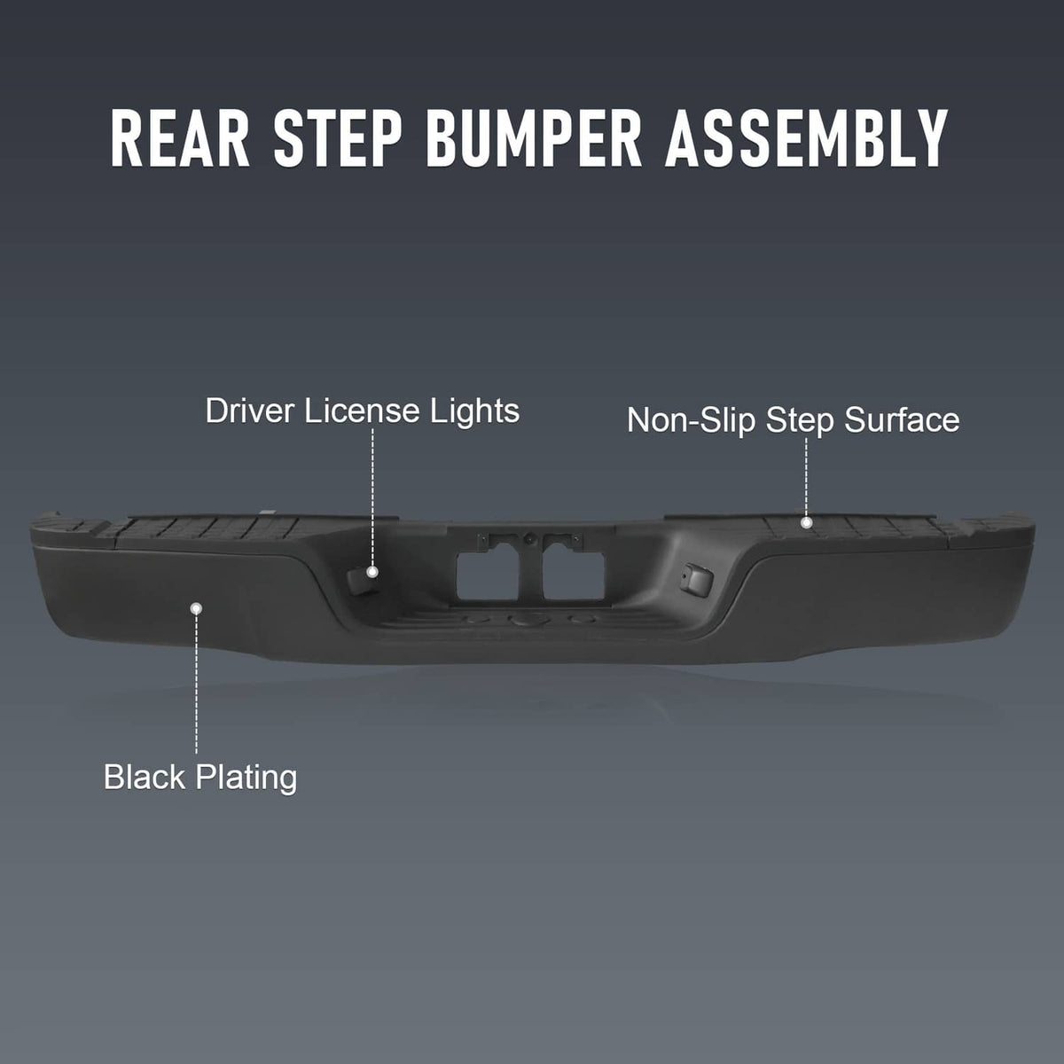 Solidspare Steel Rear Step Bumper Assembly For 2007-2013 Toyota Tundra W/O Park Holes Black