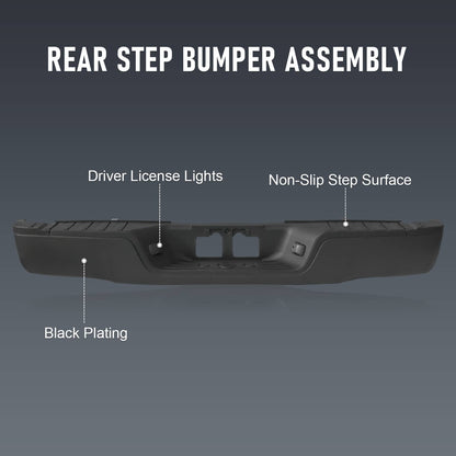 Solidspare Steel Rear Step Bumper Assembly For 2007-2013 Toyota Tundra W/O Park Holes Black