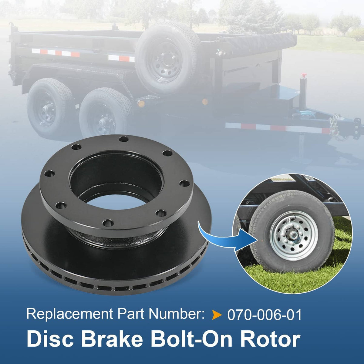 Solidspare Trailer Brake Rotor & Pads 070-006-01, K71-180-00 For Dexter 10K-12K Hydraulic