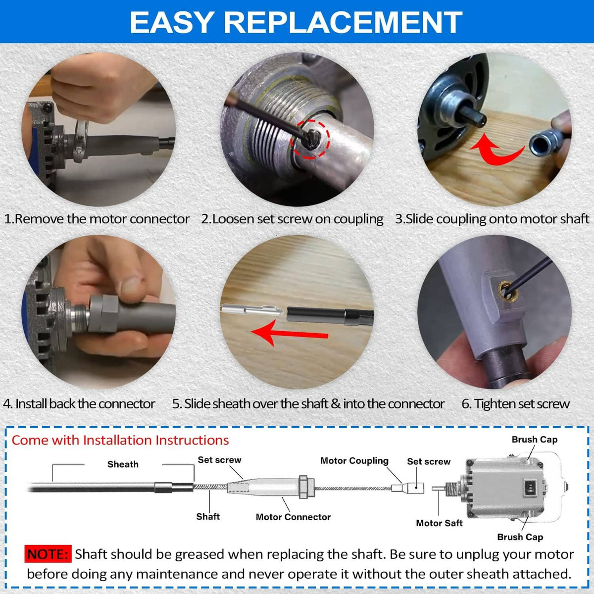 Solid Spare For Foredom Flexshaft Inner Shaft & Outer Sheath Set for CC LR S SR TX Series