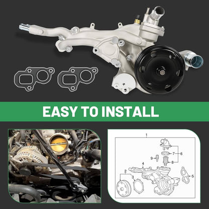 Solidspare Water Pump w/Thermostat for 2014-20 Chevy Silverado 1500 GMC Sierra Cadillac CTS