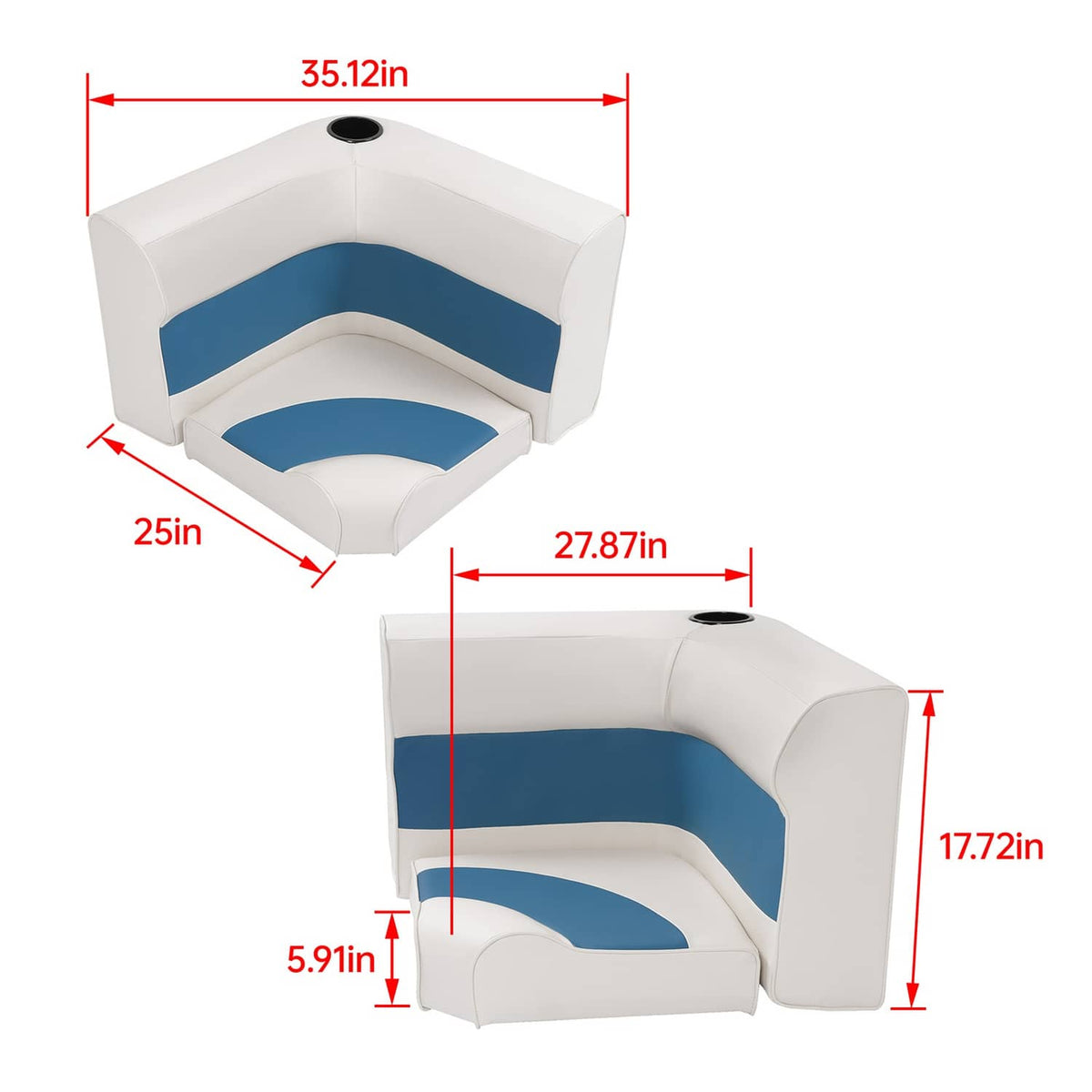 Solidspare For Universal Pontoon Boat Parts Seat Bottom+Seat Backrest Set #8WD133-1008