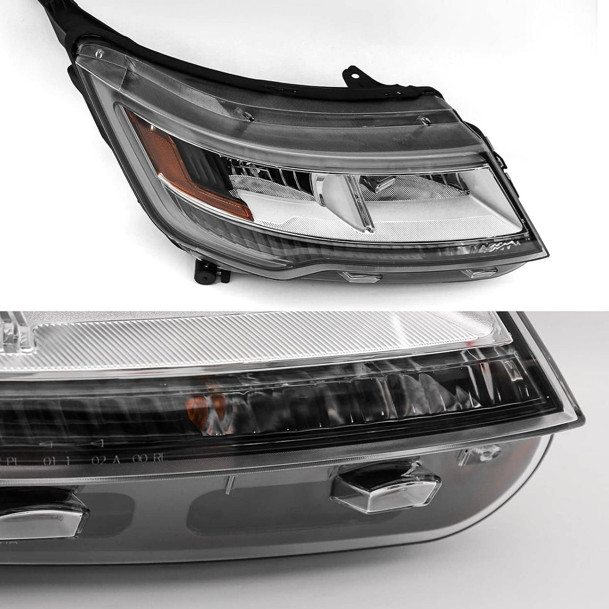 Solidspare Pair Headlights Assembly LH+RH For 2016-2019 Ford Explorer Chrome w/ LED DRL