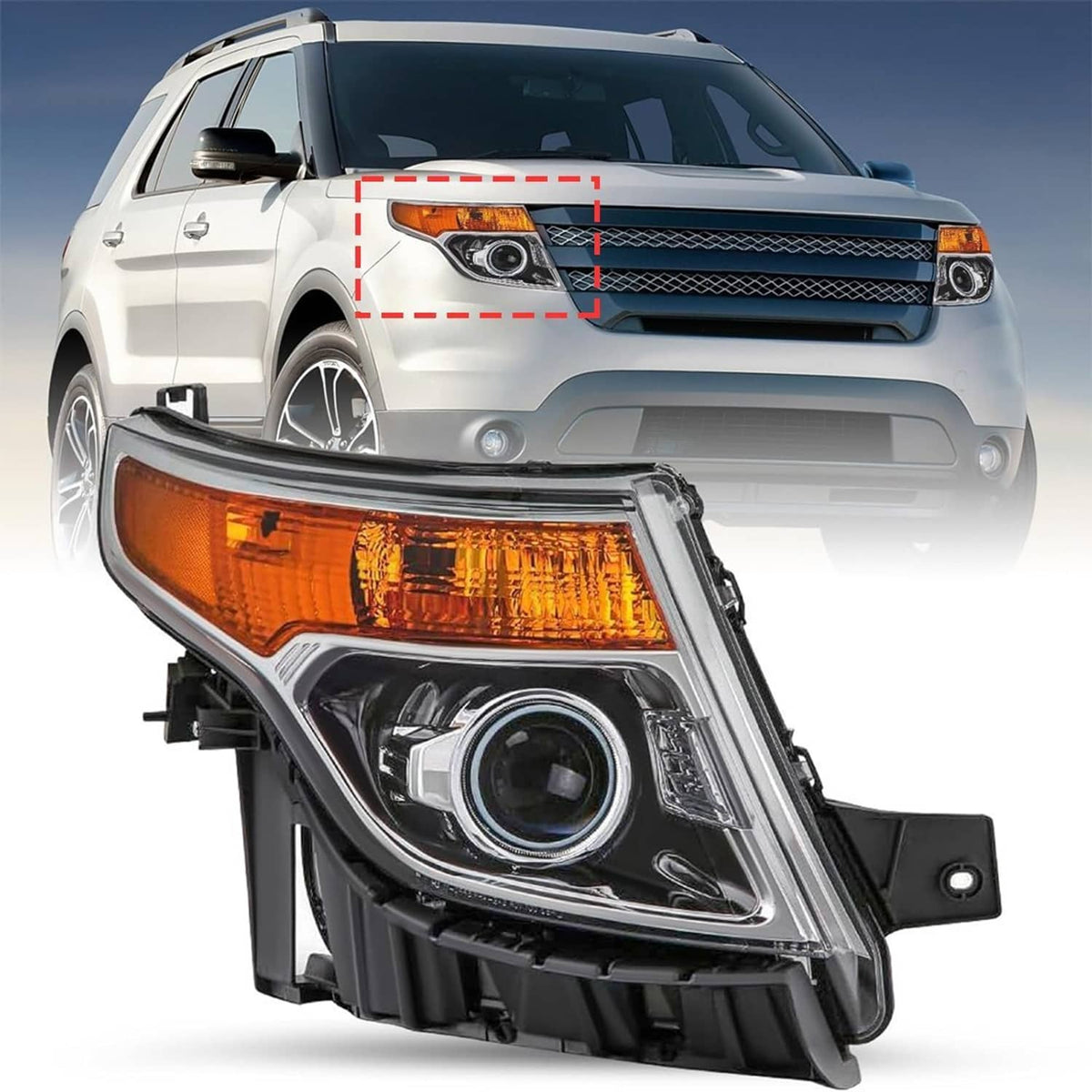 Solidspare Passenger Side For 2011-2015 Ford Explorer Headlight Factory Halogen Headlamp