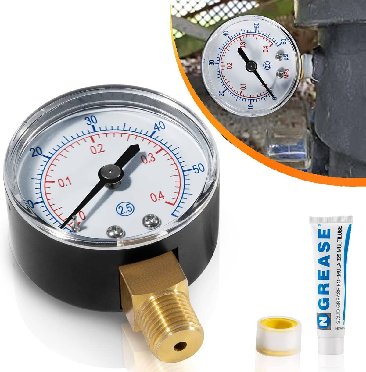 Solid Spare ECX270861 Boxed Pressure Gauge for Select Hayward Sand and D.E. Pool Filter