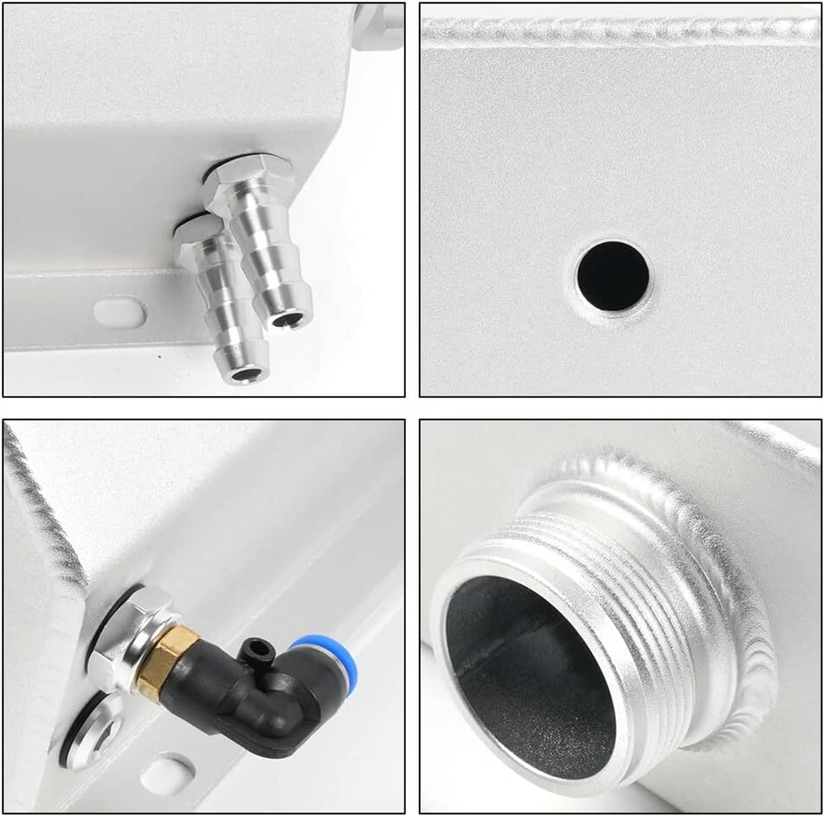 Solidspare 2L Polished Aluminum Coolant Radiator Overflow Reservoir Expansion Water Tank