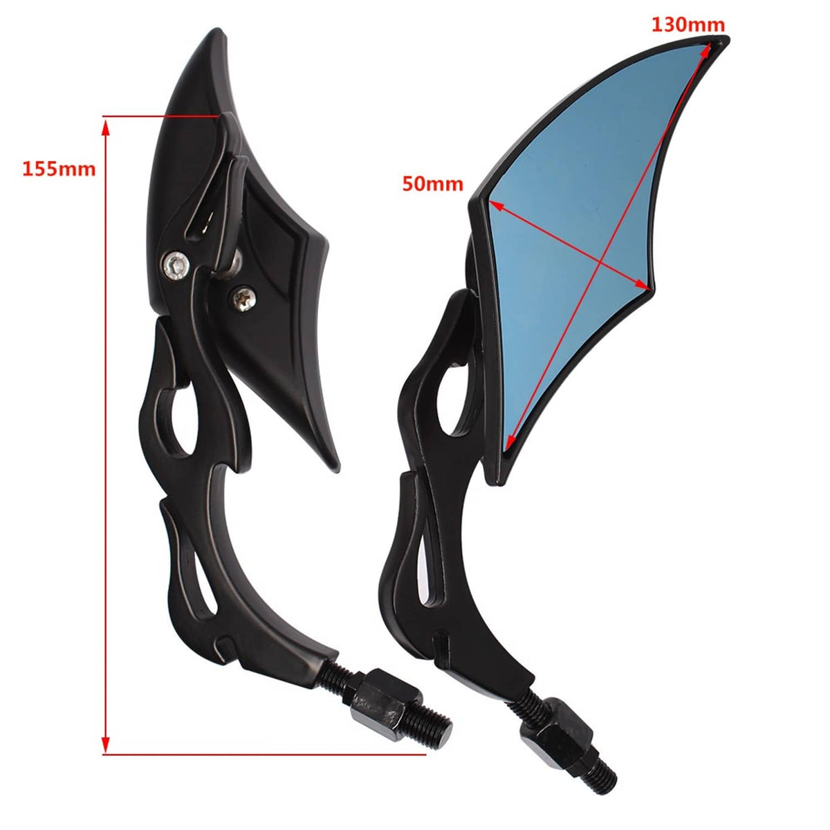 Solidspare PAIR 8mm 10mm Motorcycle Rearview Side Mirrors For Kawasaki Honda Ducati Suzuki