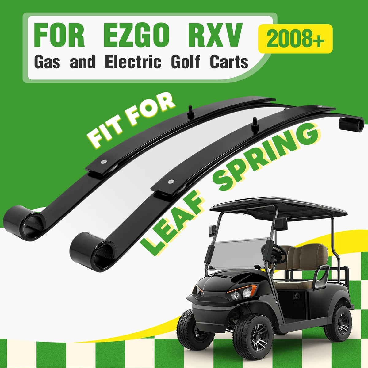 Solidspare Rear 2 Leaf Spring Kit W/Bushing & Sleeves For Golf Carts EZGO RXV 2008-UP