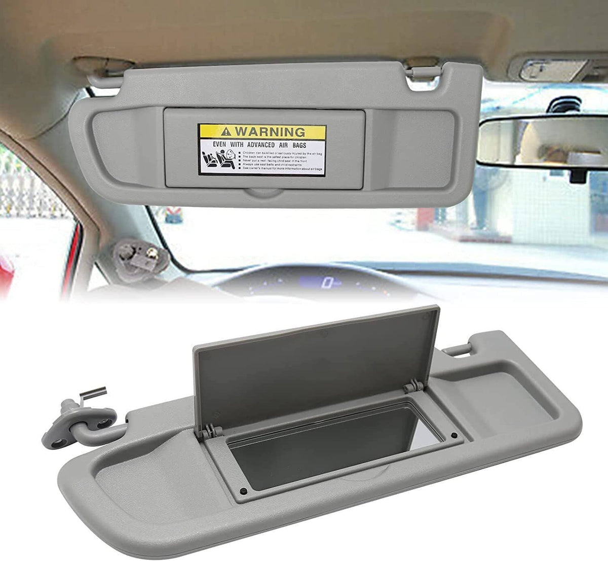Solidspare Left Driver Side Sun Visor for Honda Civic 2006-2011 Light Gray 83280-SNA-A01ZC