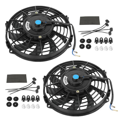 Solidspare 2 PCS 9 inch 12V Slim Fan Push Pull Electric Radiator Cooling Fan Mount Kit