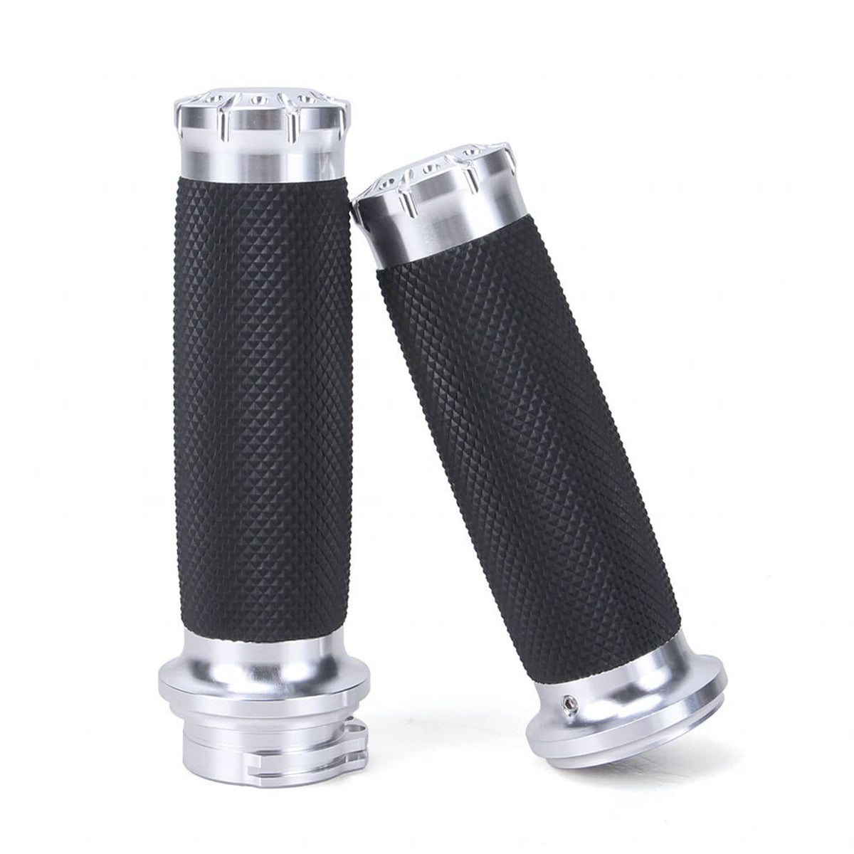 Solidspare 1" Handlebar Hand Grips Motorcycle Chrome for Harley Dyna Sportster XL 1200 883