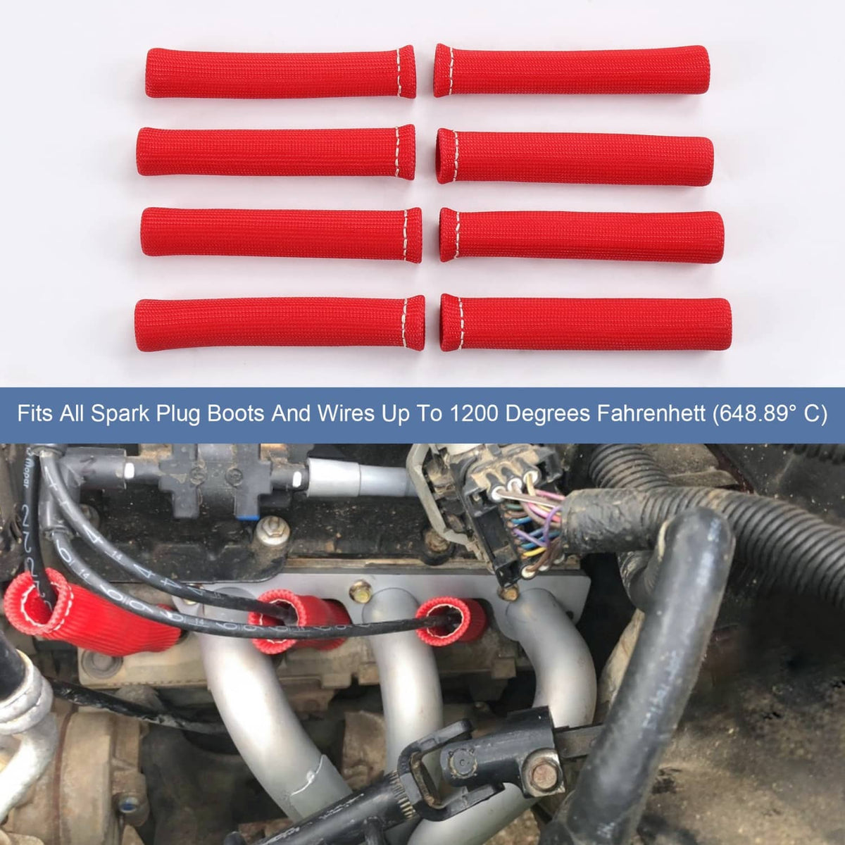 Solidspare With BOOTS HEAT SHIELD PROTECTOR Plug Wires Set JDMSPEED SBC BBC HEI 350 383 454