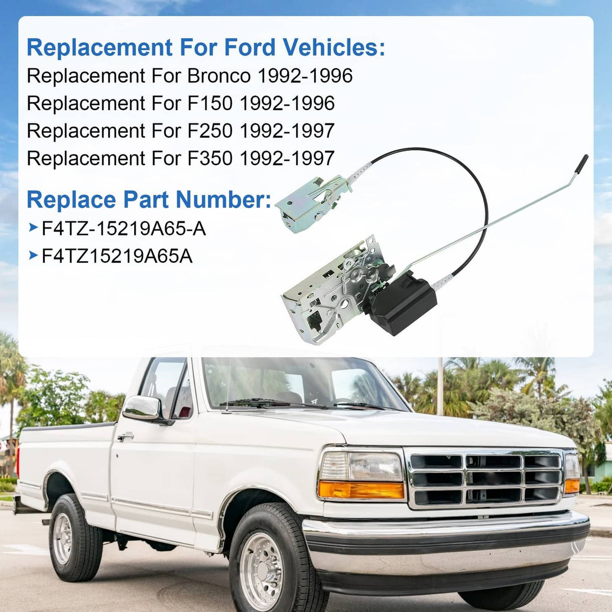 Solidspare Front Left & Right Door Lock Latch with Cable & Rod Kit for 92-97 Ford F-Series