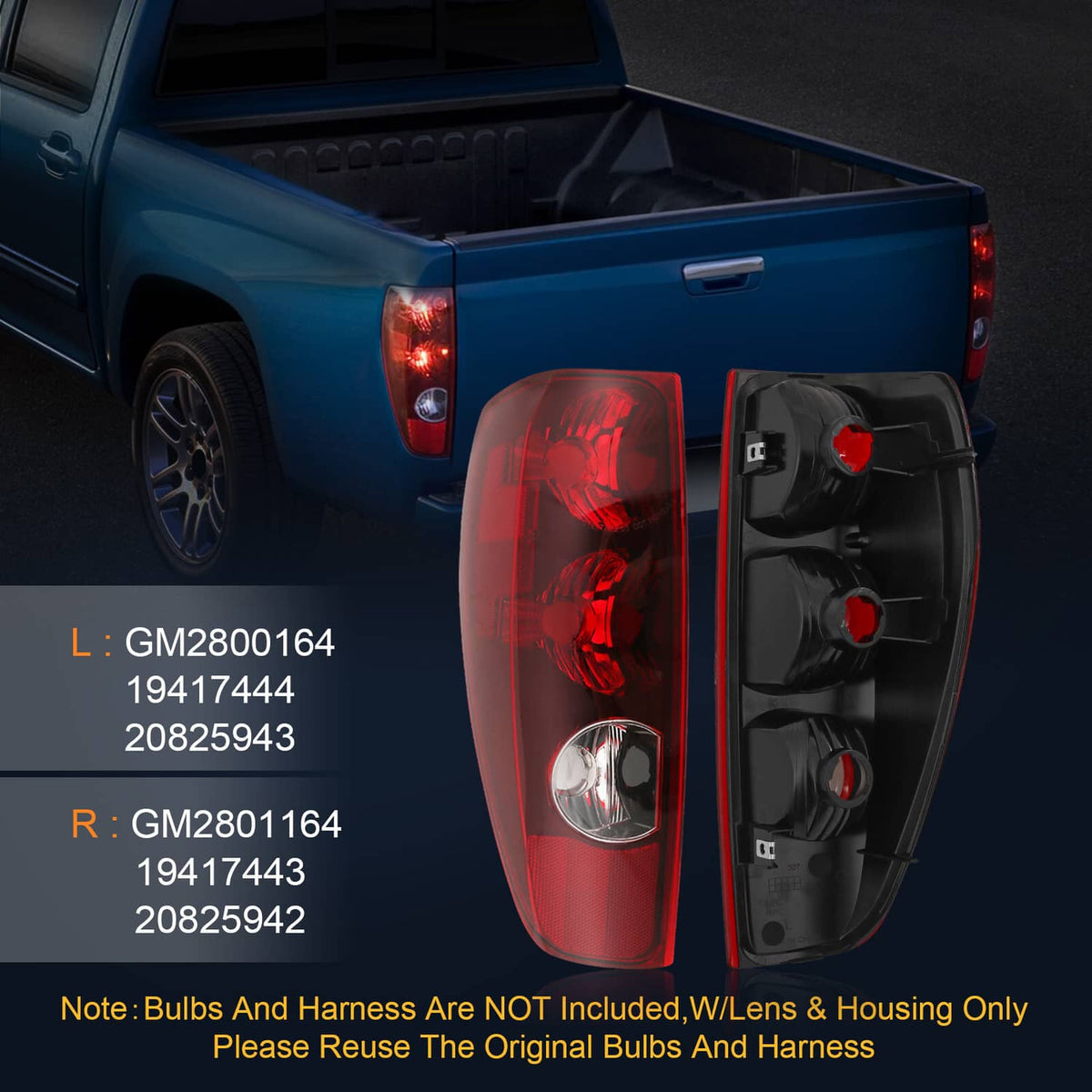 Solidspare Pair Tail Lights Lamps Left + Right For 2004-12 Chevy Colorado GMC Canyon Pickup