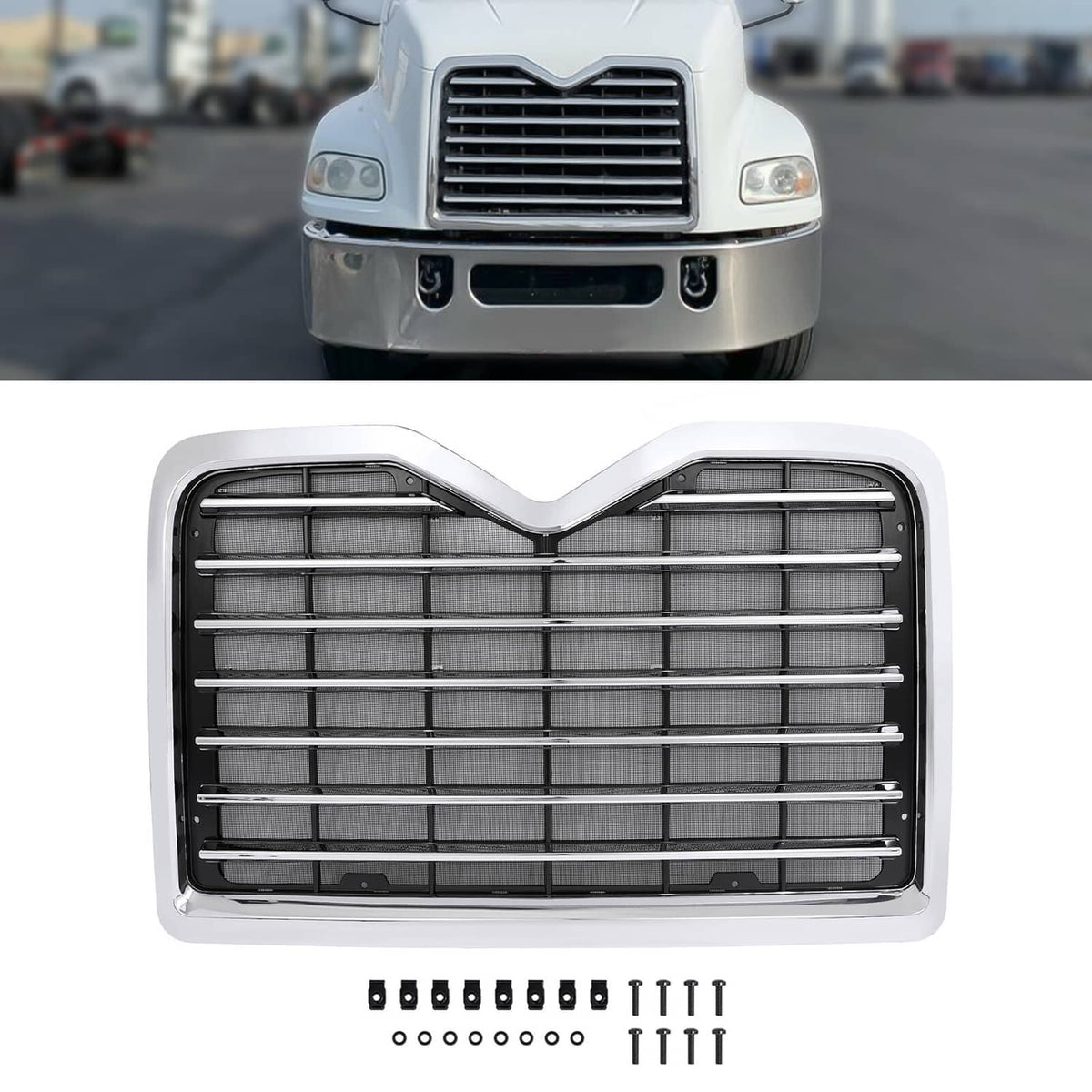Solid Spare For Mack Vision CXU/CXN/CX CX600 2002-2016 Front Upper Grille W/Bug Screen