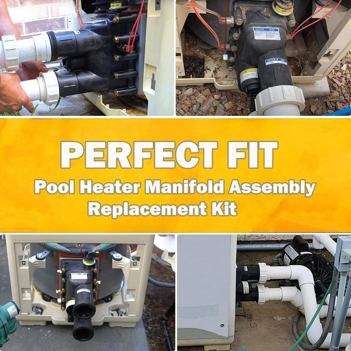 Solid Spare Pool Heater Manifold Assembly Replacement Kit for Pentair MasterTemp 300, 400