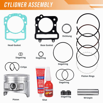 Solidspare Cylinder Barrel Piston Gasket Kit for Kawasaki Prairie KVF300A KVF300B 1999-2002