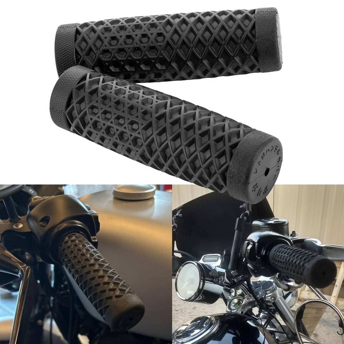 Solidspare 25mm 1" Motorcycle Soft Rubber Hand Grips Handlebar For Harley XL Honda Yamaha