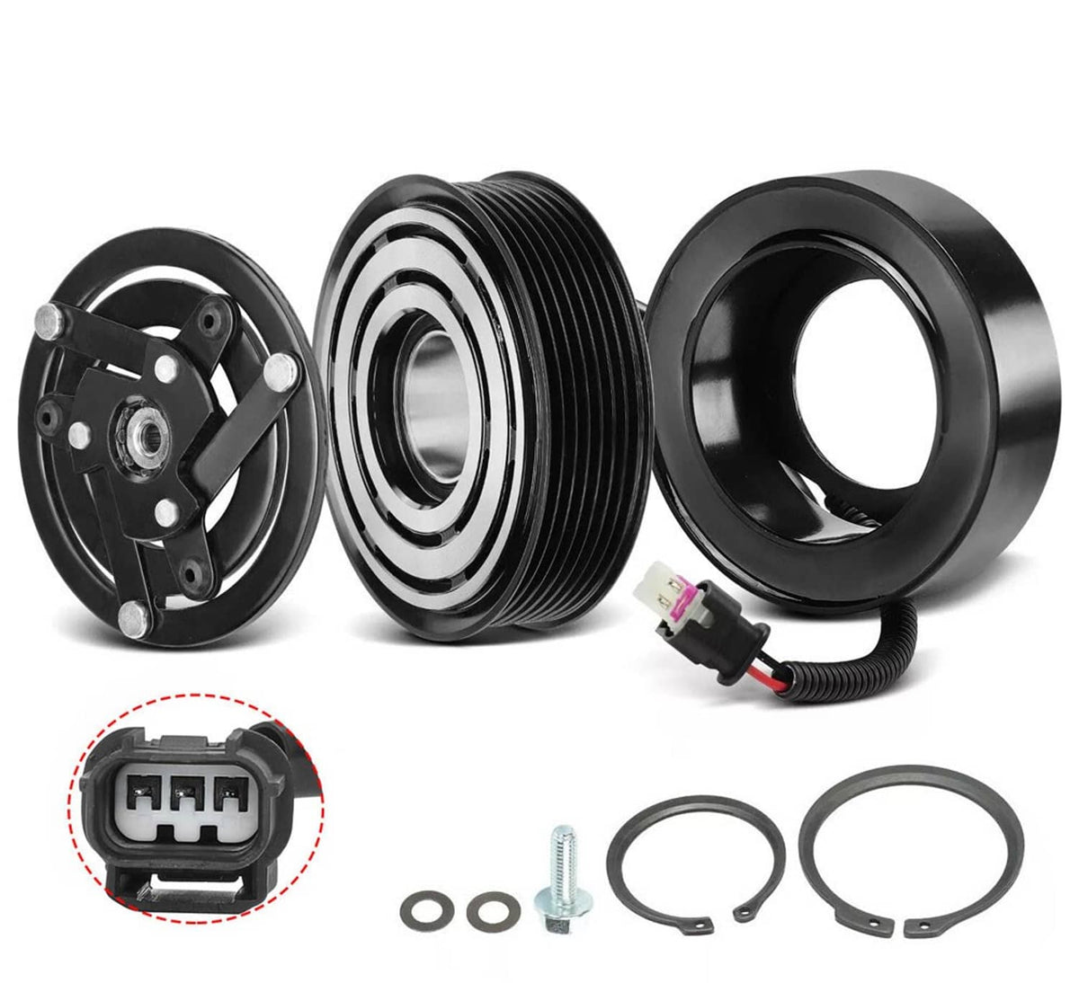 Solidspare AC Compressor Clutch Kit with 7-Groove For 2016-2021 Honda Civic L4 2.0L New