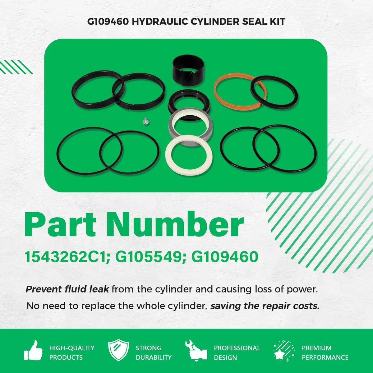 Solidspare G105549 G109460 1543262C1 Hydraulic Cylinder Seal Kit For Case 350 450 480C 580
