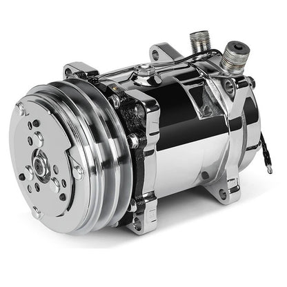 Solidspare A/C Compressor w/Clutch for Sanden 508 Style 2-Groove V-Belt Chrome Aluminum New