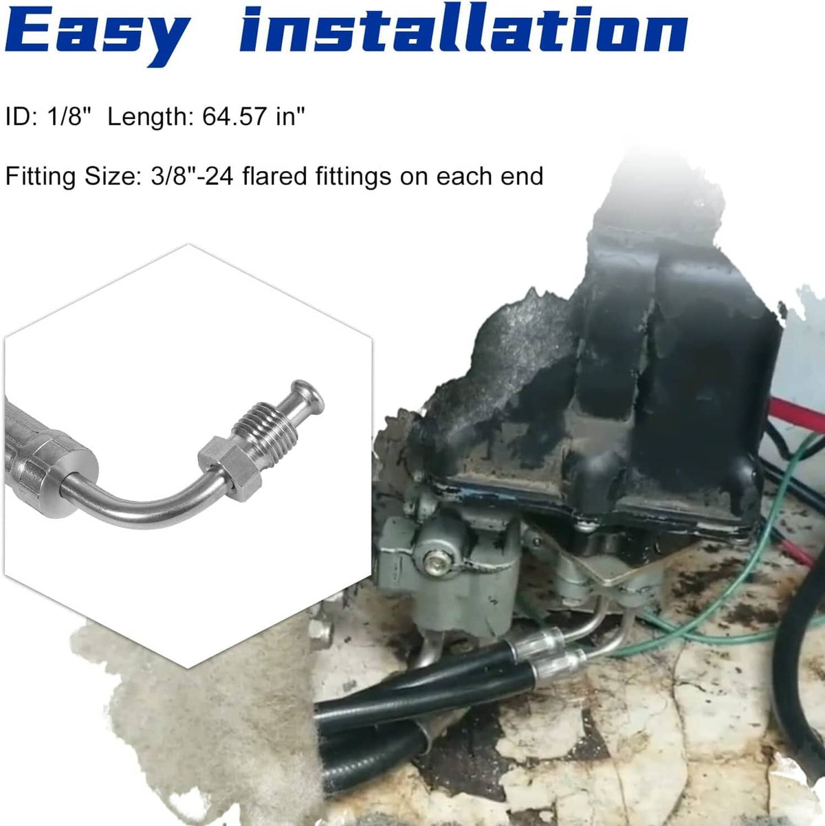 Solid Spare 18-2110 Hydraulic Power Trim Hose #32-88005 for Mercury Mariner Outboard Motors