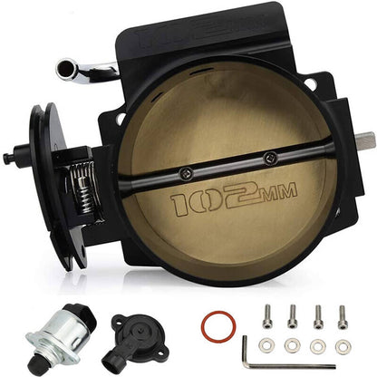 Solidspare 102mm 4 Bolt Throttle Body + Throttle Cable + TPS IAC For GM Gen III LS1 LS2 LS6