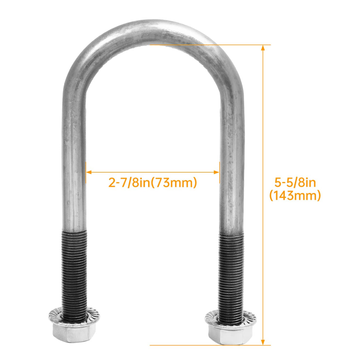 Solidspare 4 PCS Steel Trailer Leaf Spring U-Bolt For 2 Inch Axle Tube 6 Inch Long