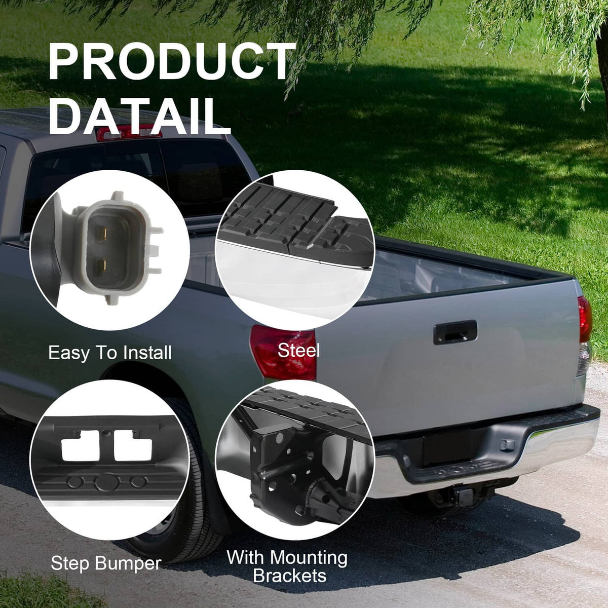 Solidspare TO1103117 Chrome Rear Step Bumper Assembly W/o Hole For 2007-2013 Toyota Tundra