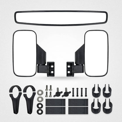 Solidspare UTV 2" Rear View Center & 1.75" 2" Side Mirrors For Polaris RZR Honda Kawasaki