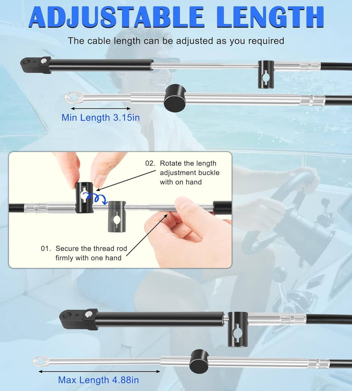 Solid Spare 15ft Gen1 Boat Throttle&Shift Cables for Mercury Outboard 600A Series Controller