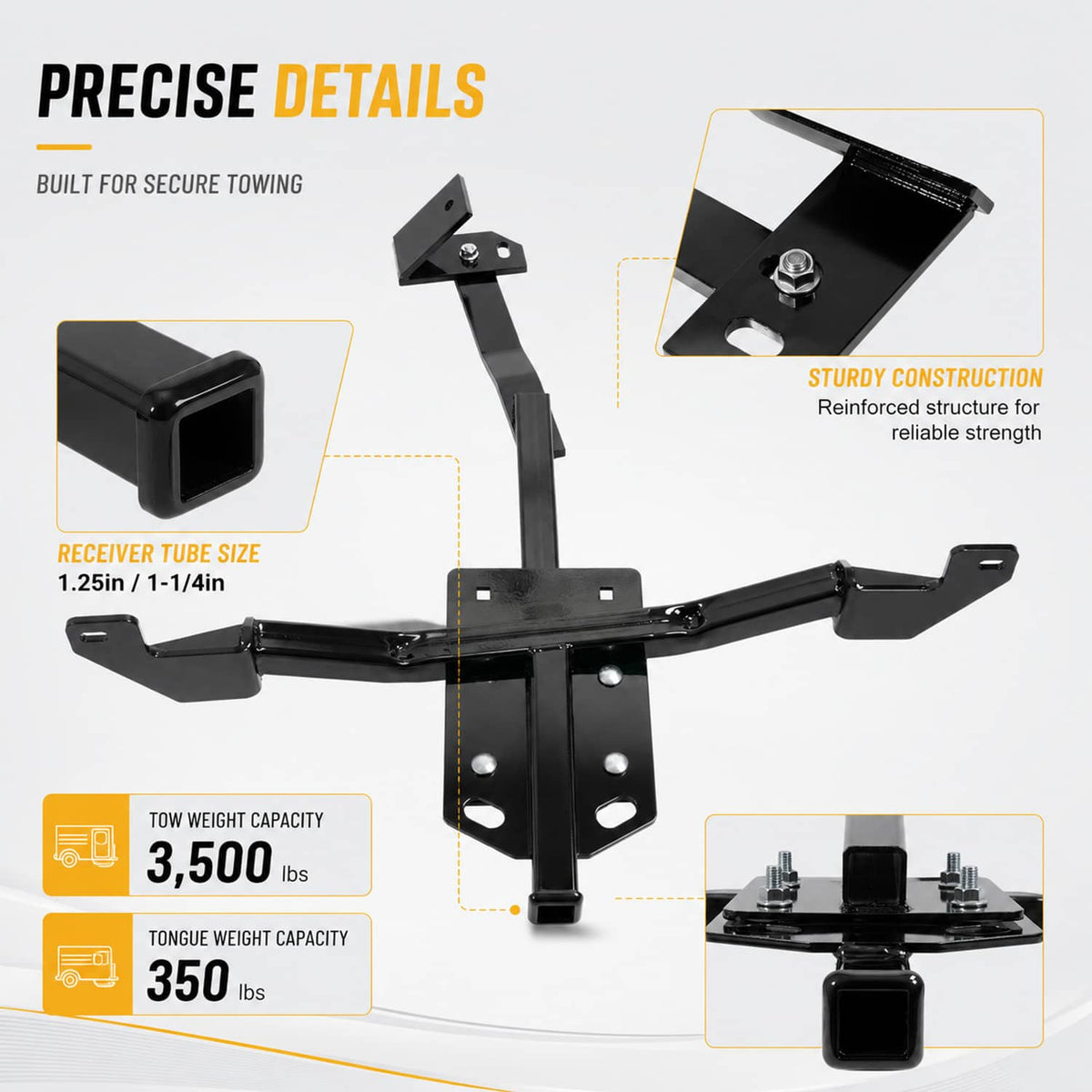 Solid Spare Class 2 Trailer Hitch 1.25" Receiver For Buick LaCrosse Regal Cadillac XTS 10-19