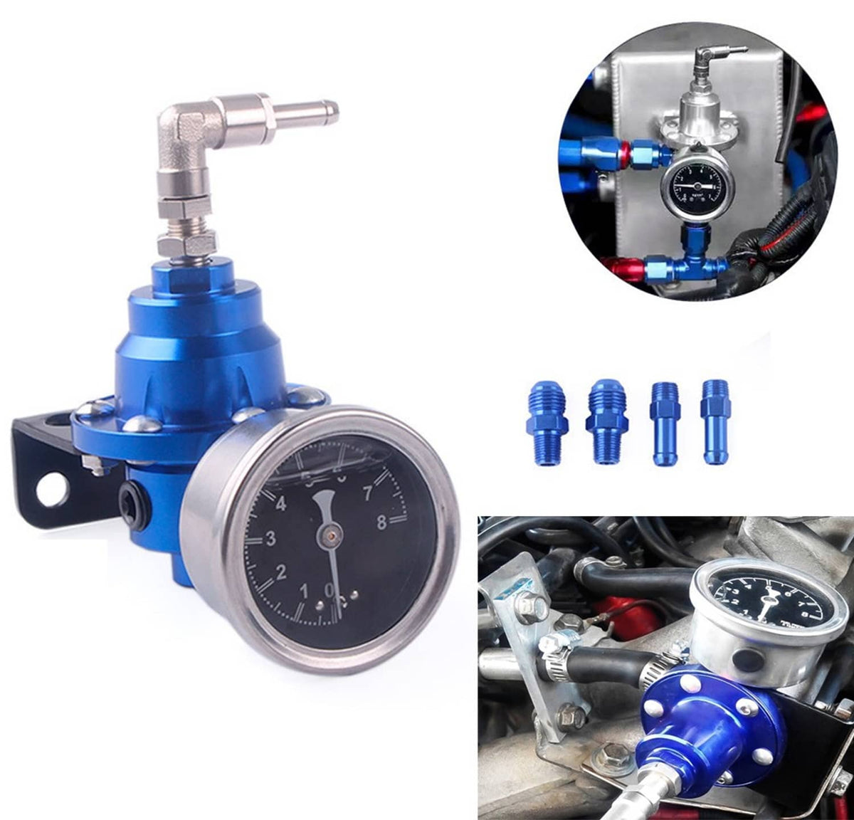 Solidspare Universal 160psi Adjustable Fuel Pressure Regulator Kit With Regulator Oil Gauge