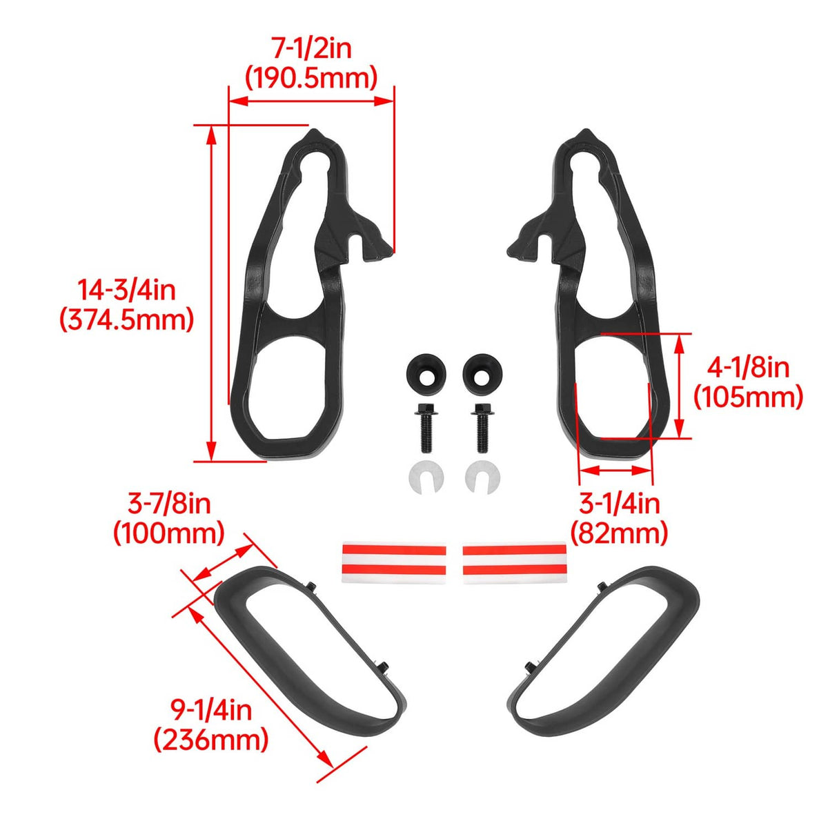 Solid Spare New Front Car Tow Hooks Left Right w/ Hardware Black For Ram 1500 DT 2019-2024