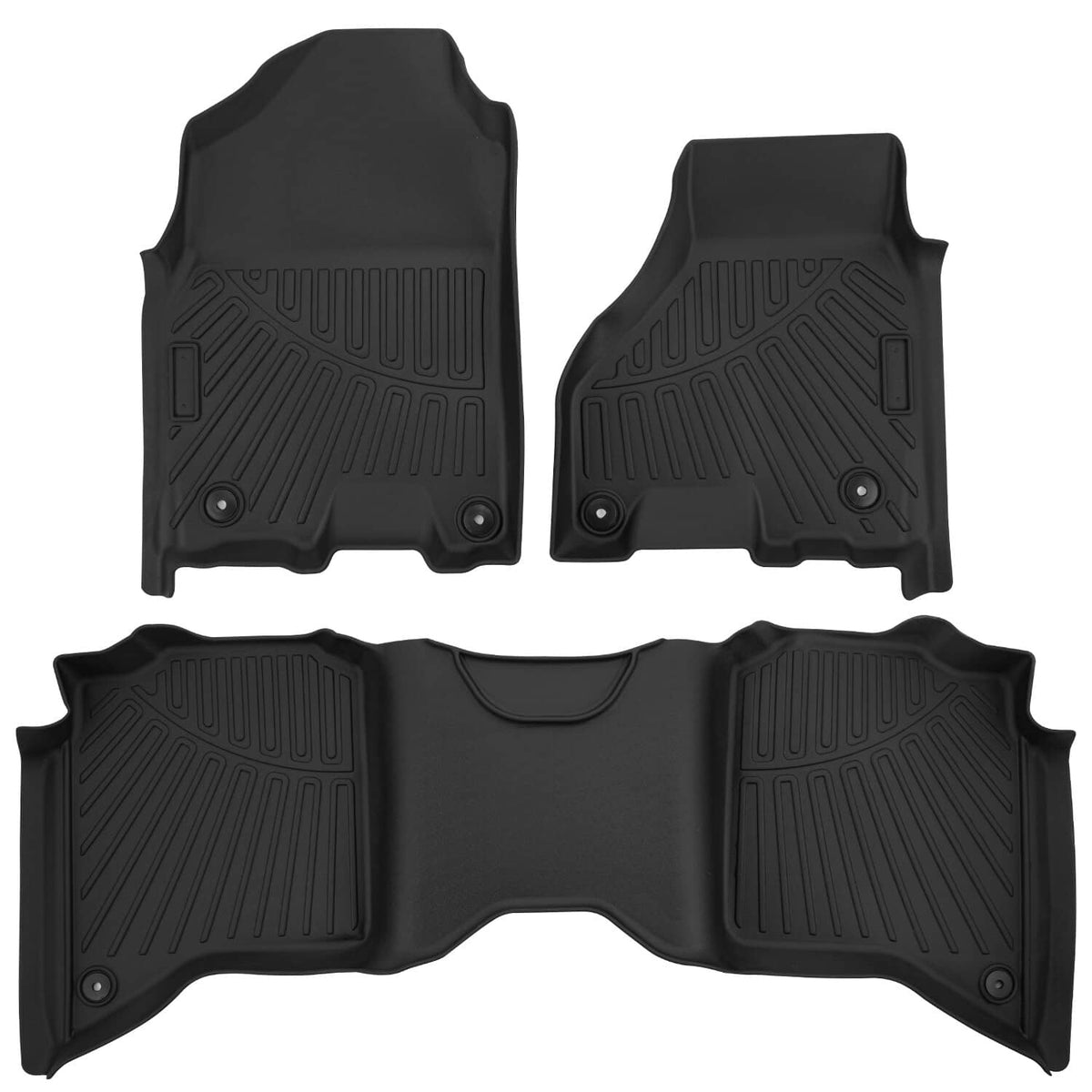 Solidspare TPE Rubber Floor Mats Liners All-Weather for 2019-2024 Ram 2500 3500 Crew Cab