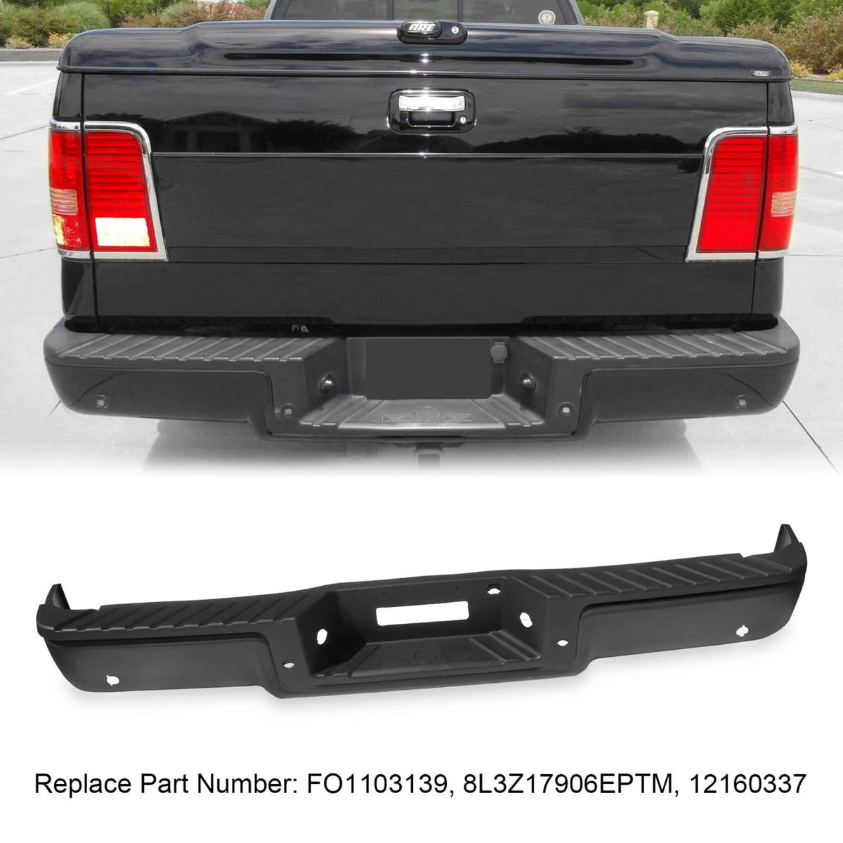 Solidspare Rear Bumper Assembly For Ford F150 2006 2007 2008 Black Step Bumper With Hole