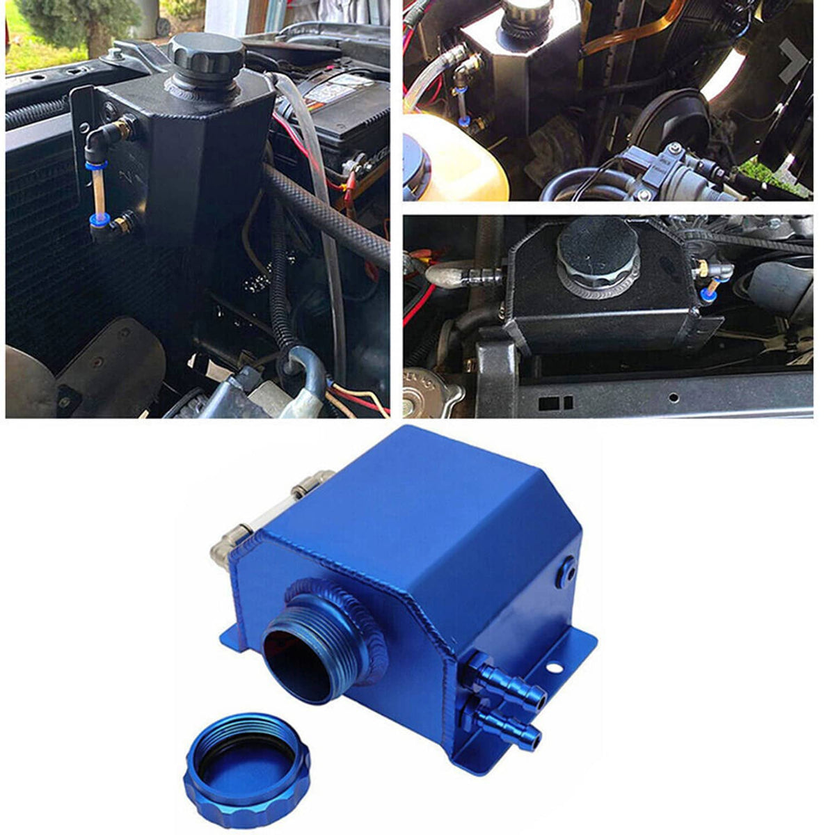Solidspare 1L Aluminum Universal Radiator Coolant Overflow Bottle Recovery Water Tank Blue
